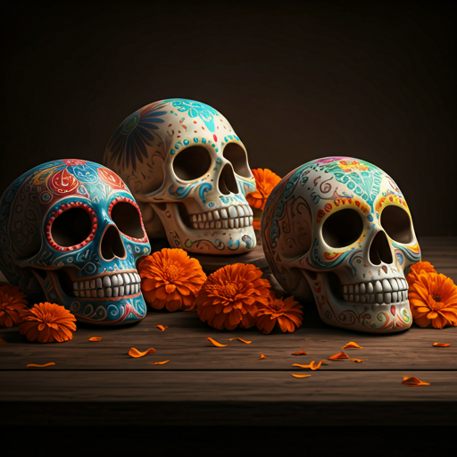 Calaveras decorativas sobre una ofrenda